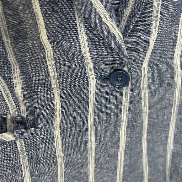 DREW Blue Linen Blend Striped Blazer Jacket Size Medium - Picture 7 of 16